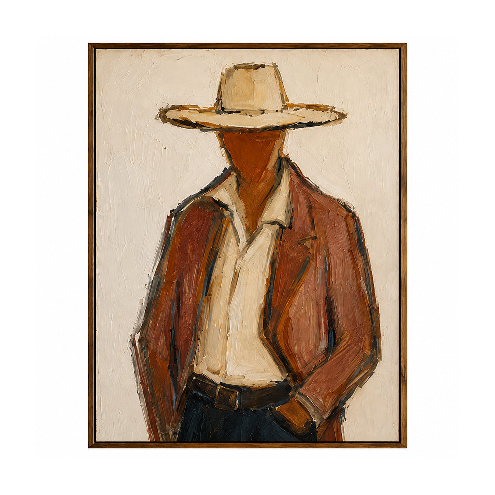 Vintage Americana Art – Textured Rustic Western Minimalist Handmade Oil Painting Wall Art