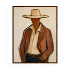 Vintage Americana Art – Textured Rustic Western Minimalist Handmade Oil Painting Wall Art