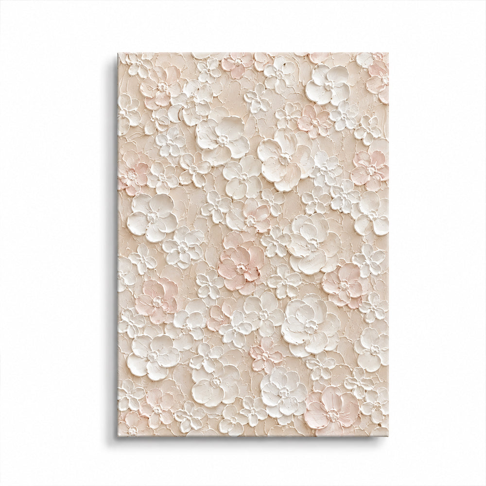 Texture Painting Art – Neutral 3D Floral Blooms