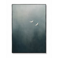 Minimalist Art – Flying Cranes Mist Sky