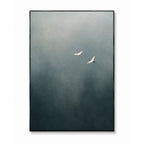 Minimalist Art – Flying Cranes Mist Sky
