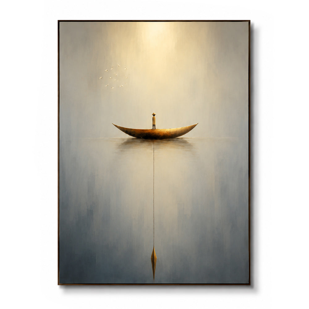 Minimalist Art – Lone Fisherman Boat