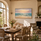 Texture Painting Art – Pastel Beach Waves Textured Handmade Oil Painting Wall Art