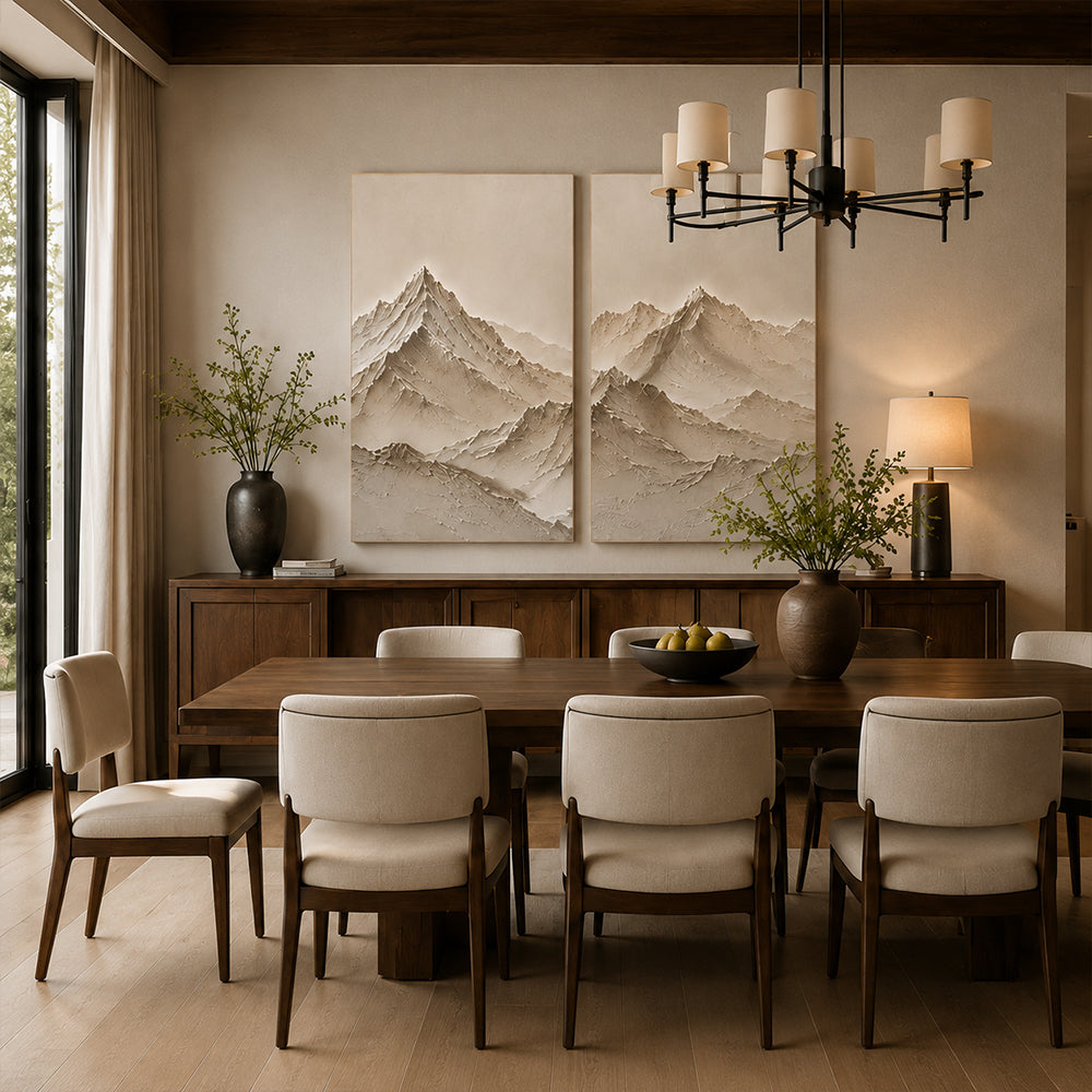 Minimalist Painting Art – Textured Mountain Diptych