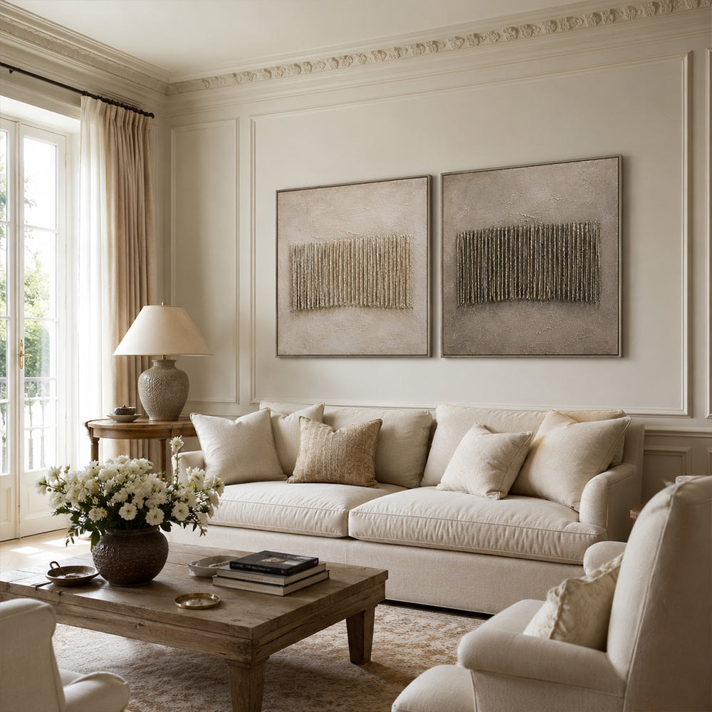 Wabi Sabi Art – Dual Textured Linear Panels