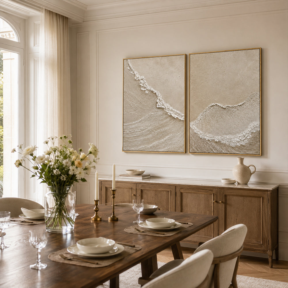 Wabi Sabi Art – Textured Ocean Diptych