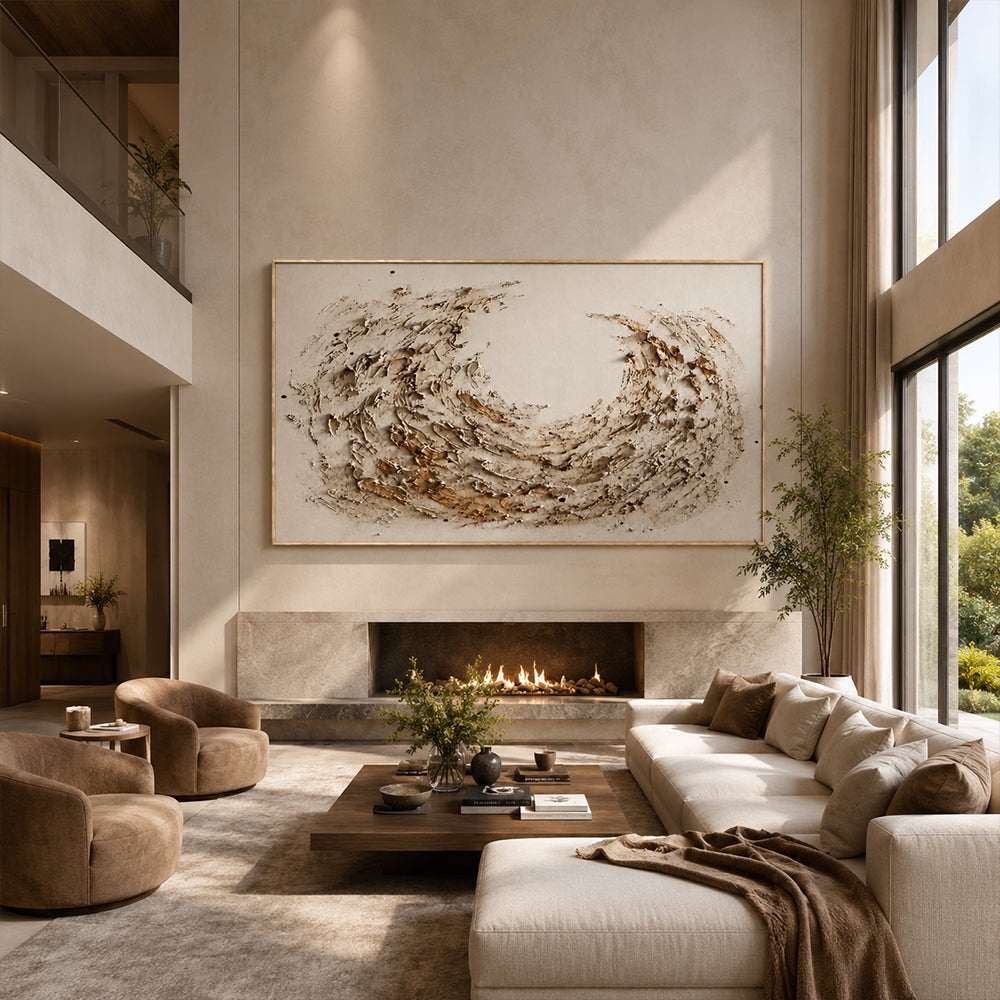 Wabi Sabi Art – Textured Crescent Wave