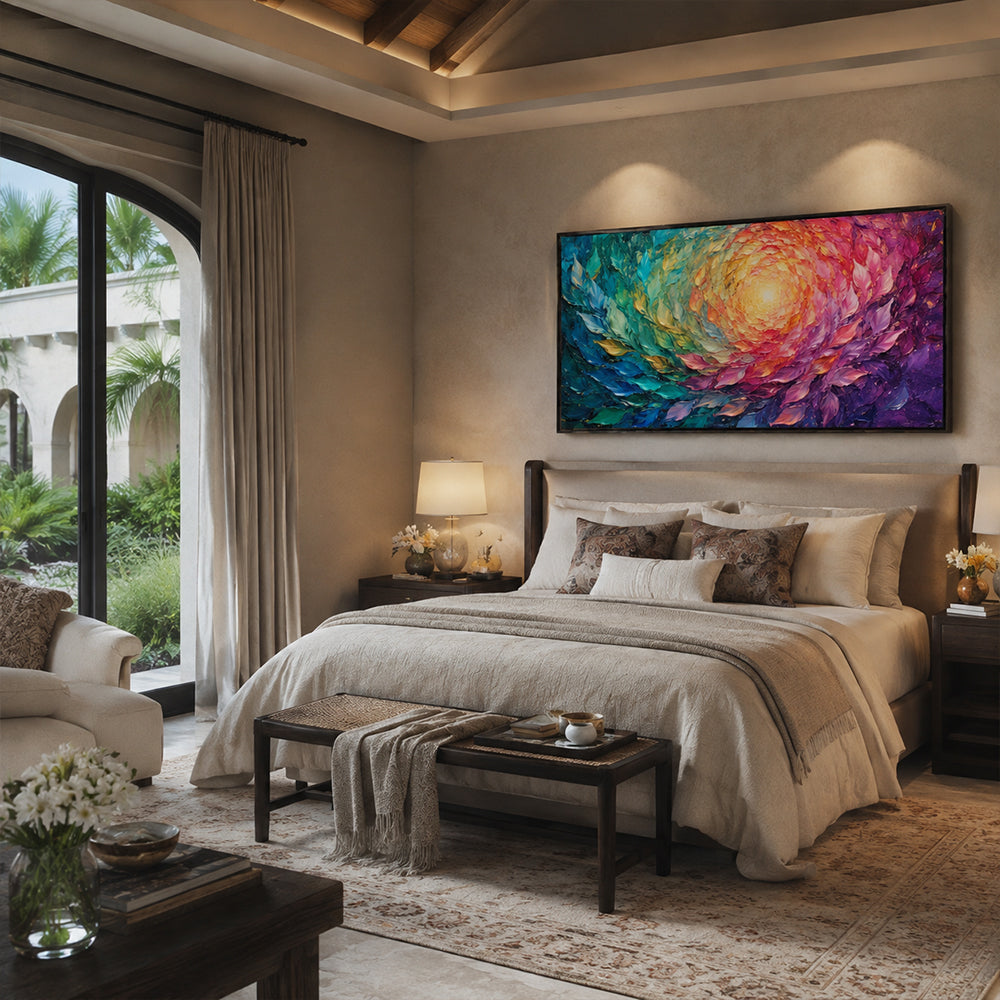 Texture Painting Art – Swirling Rainbow Foliage