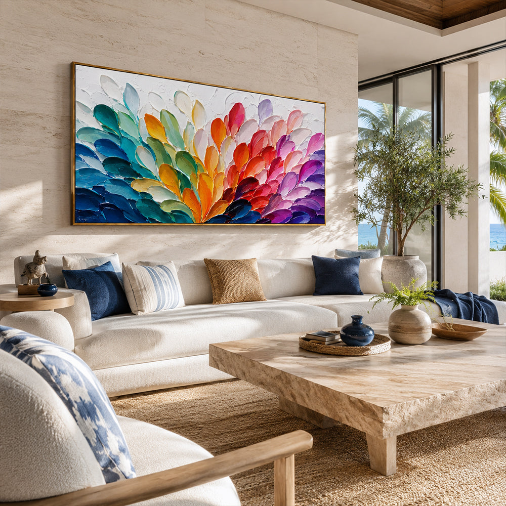 Abstract Wall Art – Rainbow Petal Cluster