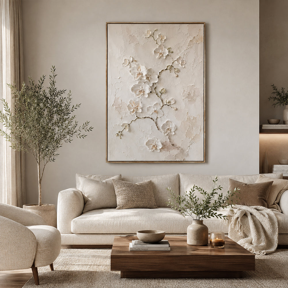 Minimalist Art – Textured White Orchids