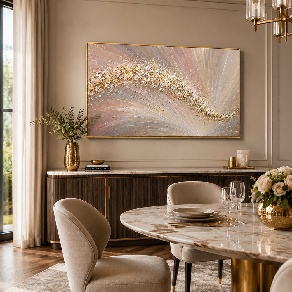 Texture Painting Art – Golden Curved Swirl