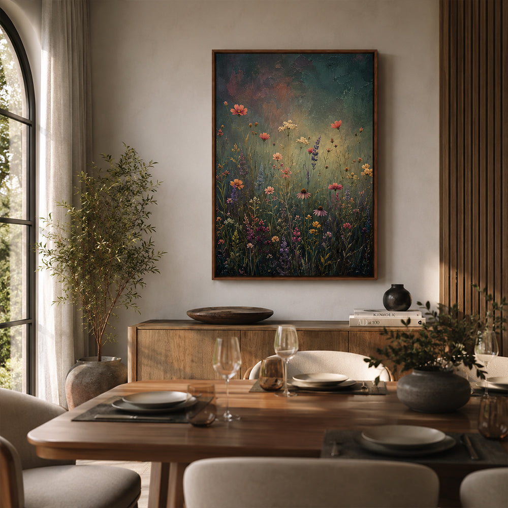 Vintage Americana Art – Wildflower Meadow Scene