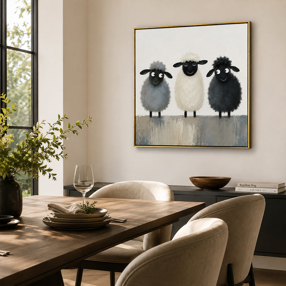 Texture Painting Art – Three Fluffy Sheep