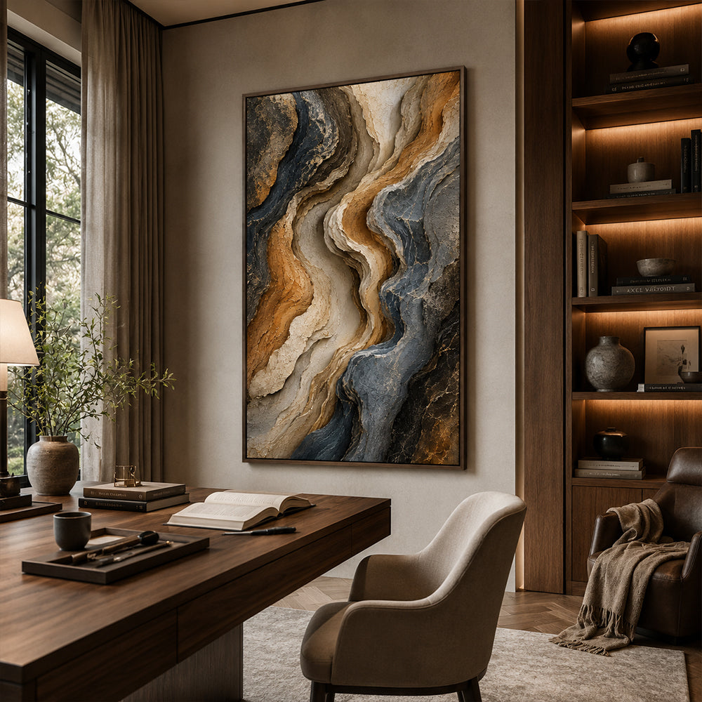 Abstract Wall Art – Earth Toned Wave Strata