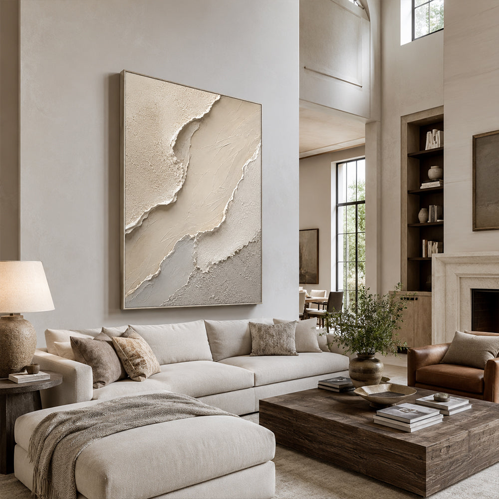 Wabi Sabi Art – Cream Layered Abstract Terrain