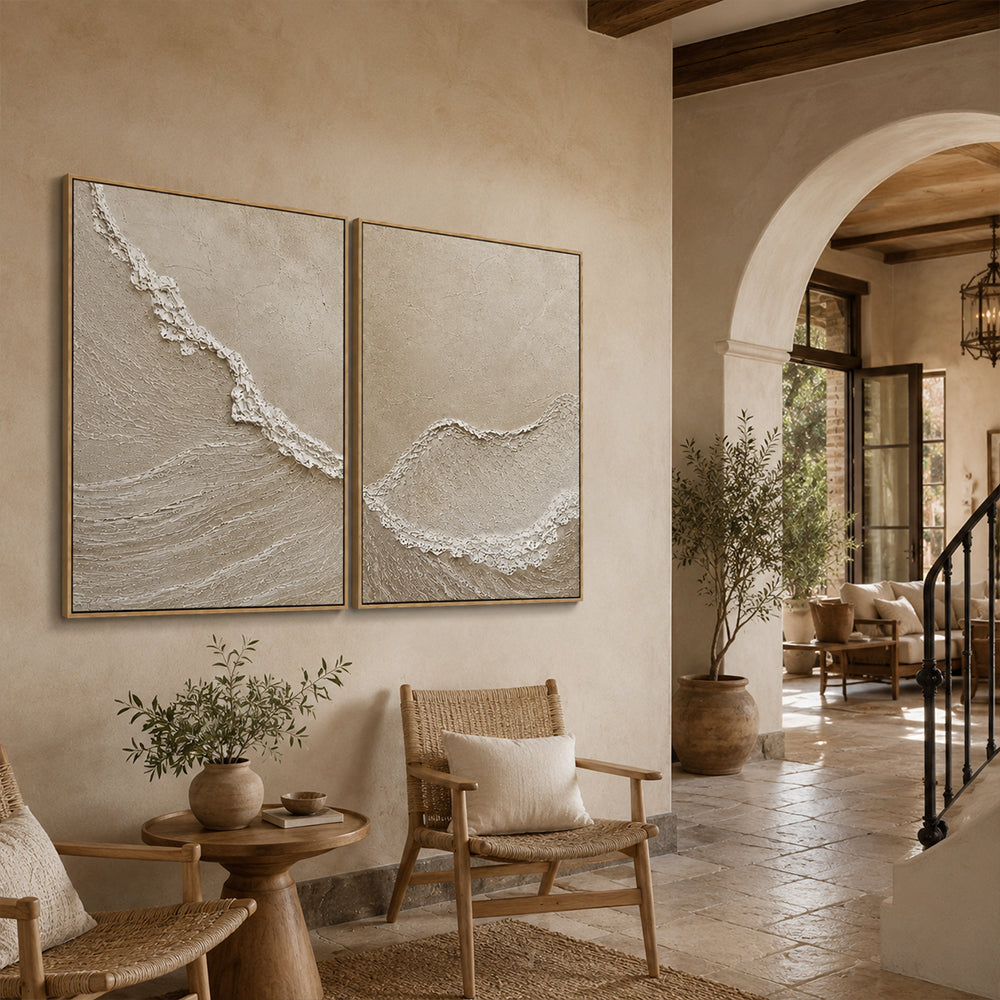 Wabi Sabi Art – Textured Ocean Diptych