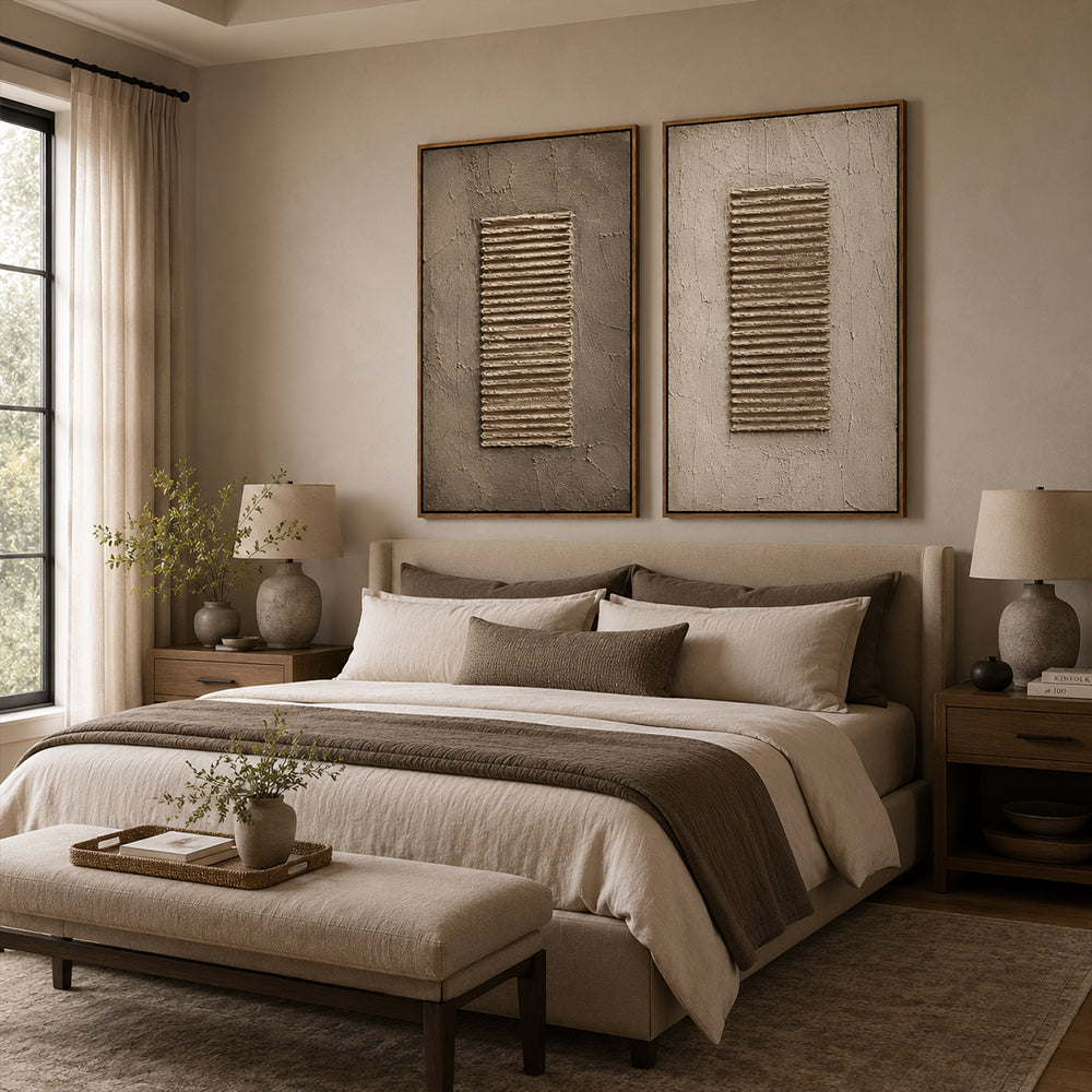 Wabi Sabi Art – Horizontal Ridge Diptych