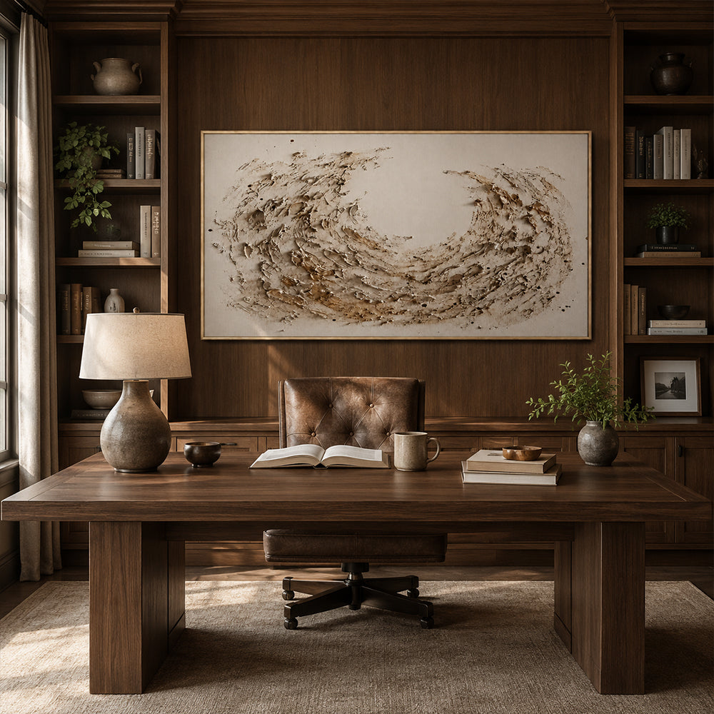 Wabi Sabi Art – Textured Crescent Wave