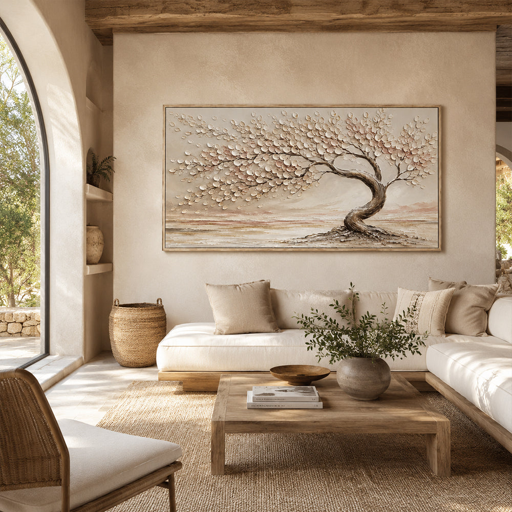 Texture Painting Art – Curved Tree Landscape