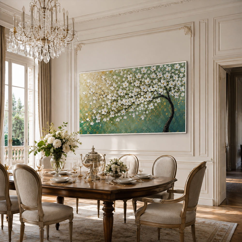 Texture Painting Art – White Blossom Tree