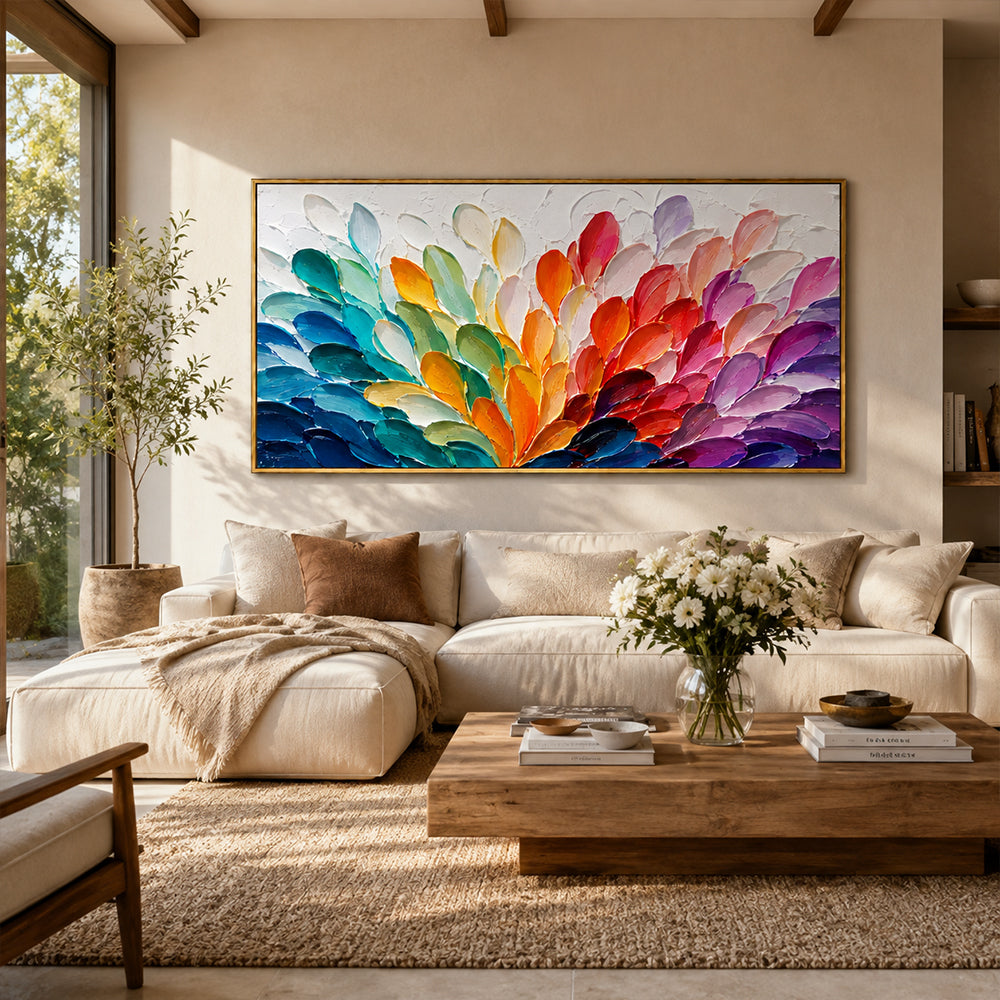 Abstract Wall Art – Rainbow Petal Cluster