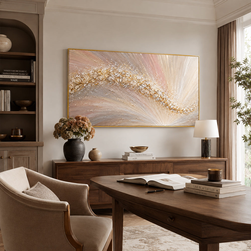 Texture Painting Art – Golden Curved Swirl