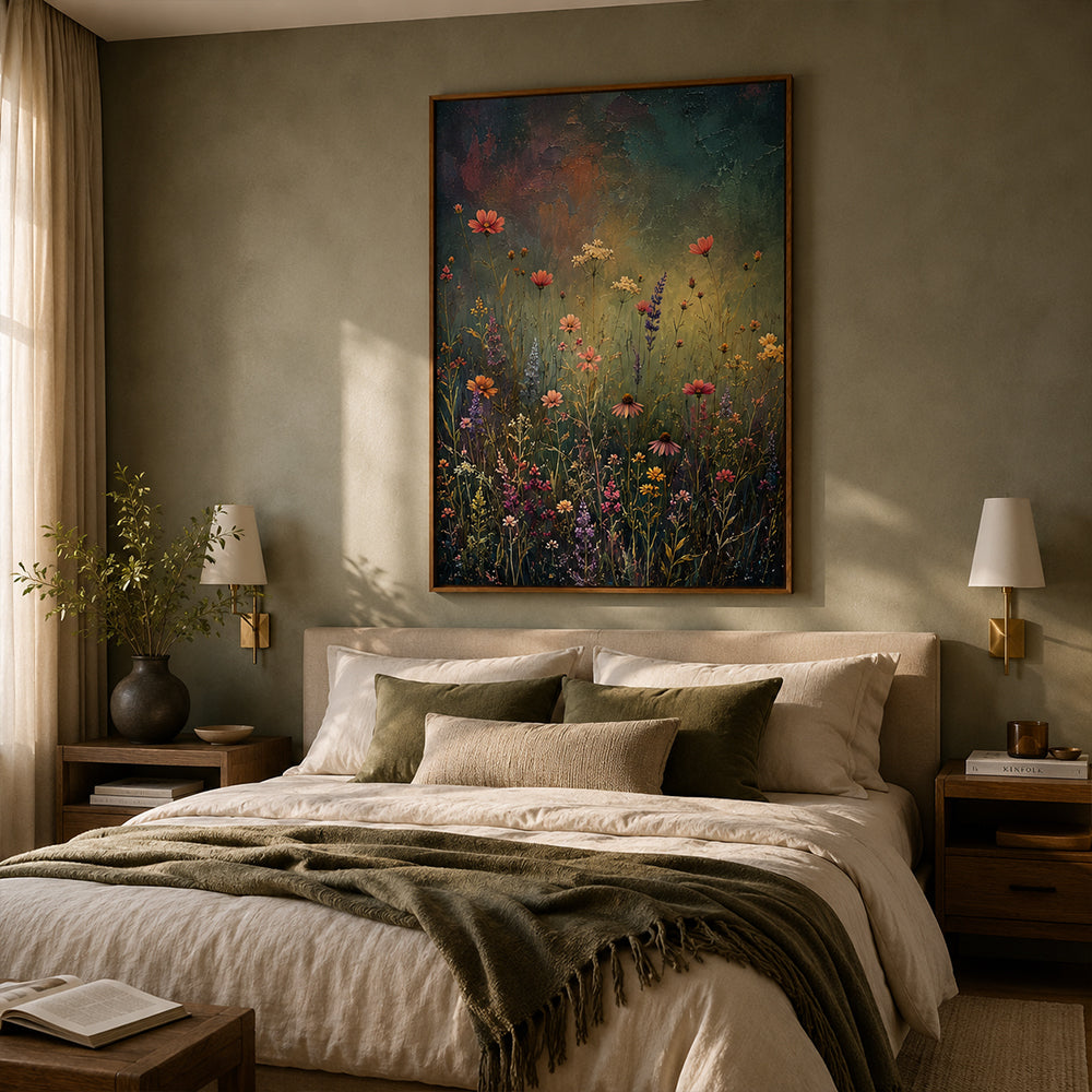 Vintage Americana Art – Wildflower Meadow Scene