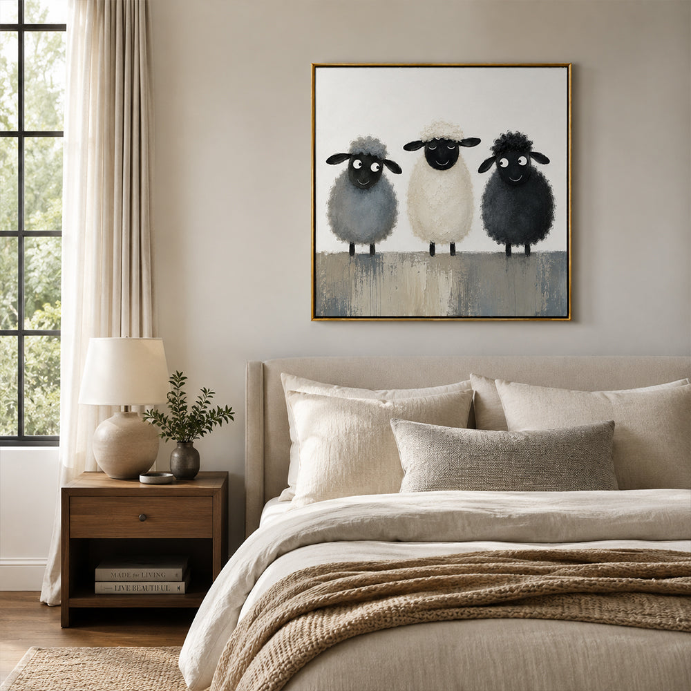 Texture Painting Art – Three Fluffy Sheep