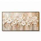 Texture Painting Art – Cream Floral Relief Art