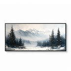 Texture Painting Art – Snowy Pine Mountain Scene