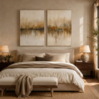 Abstract Wall Art – Neutral Forest Reflection Diptych