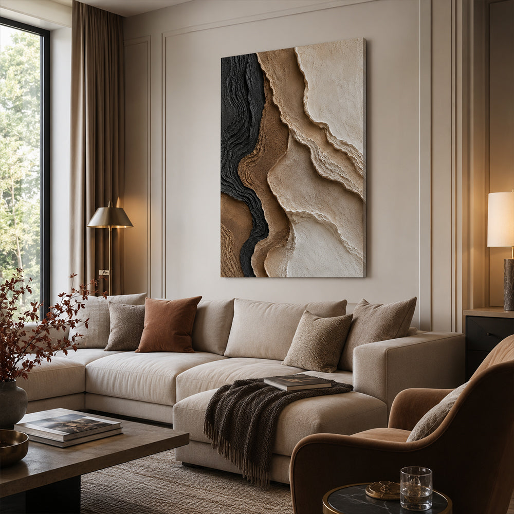 Texture Painting Art – Neutral Layered Waves
