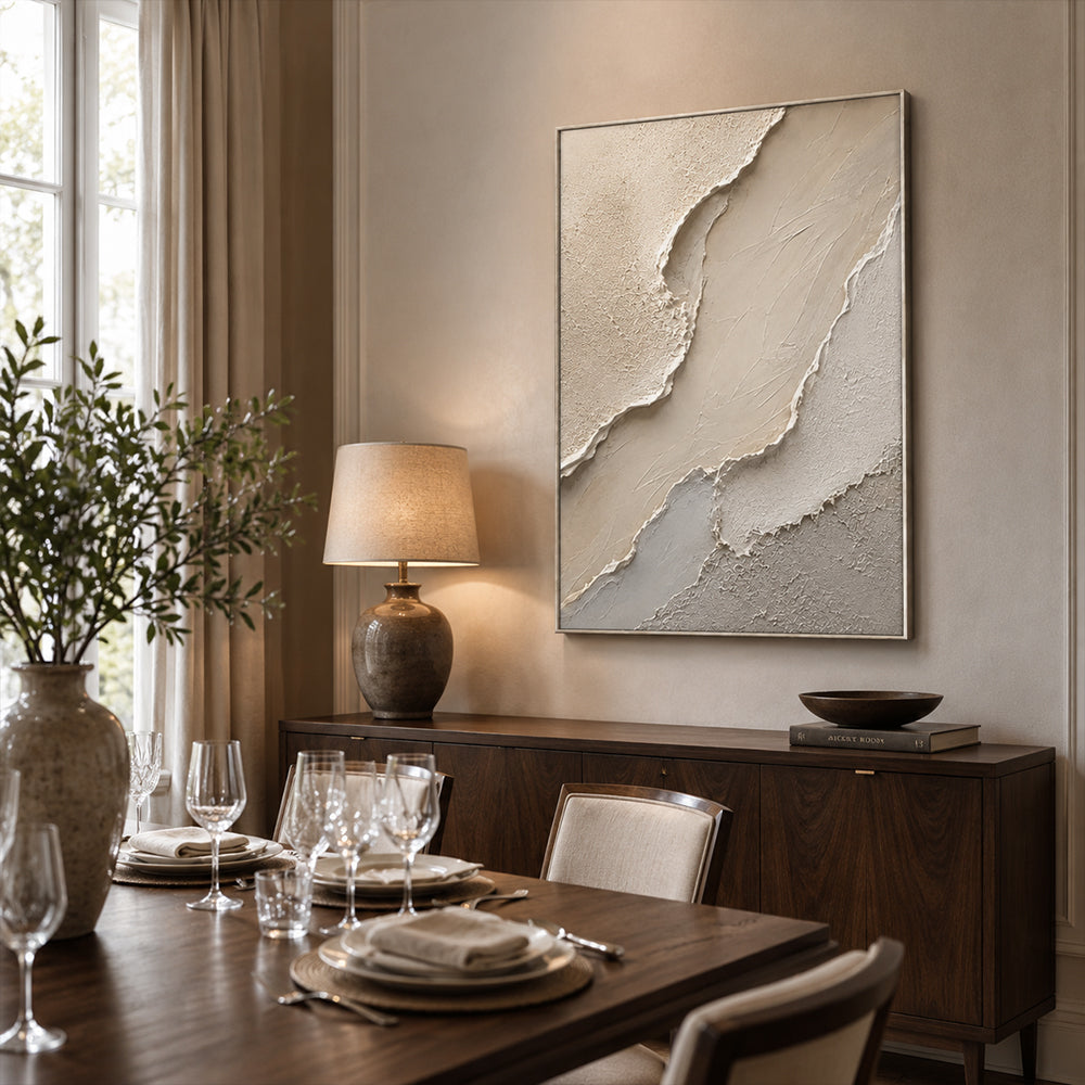 Wabi Sabi Art – Cream Layered Abstract Terrain