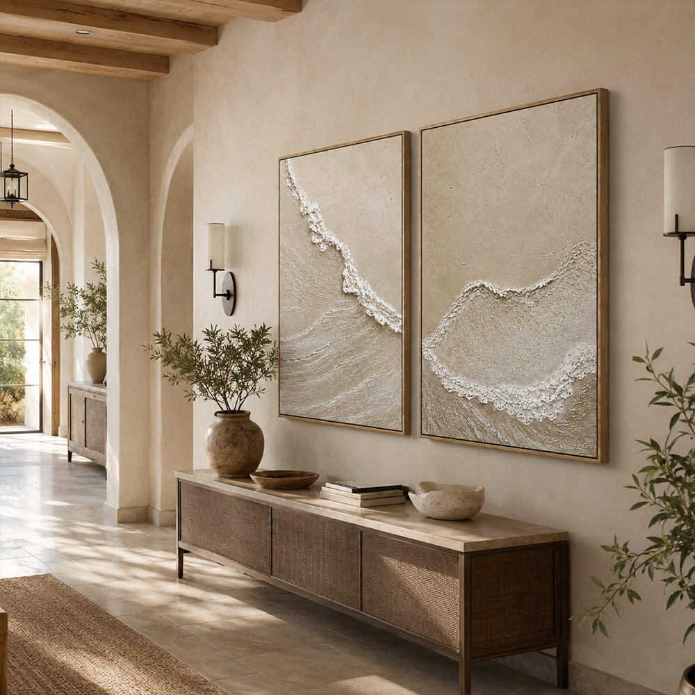 Wabi Sabi Art – Textured Ocean Diptych