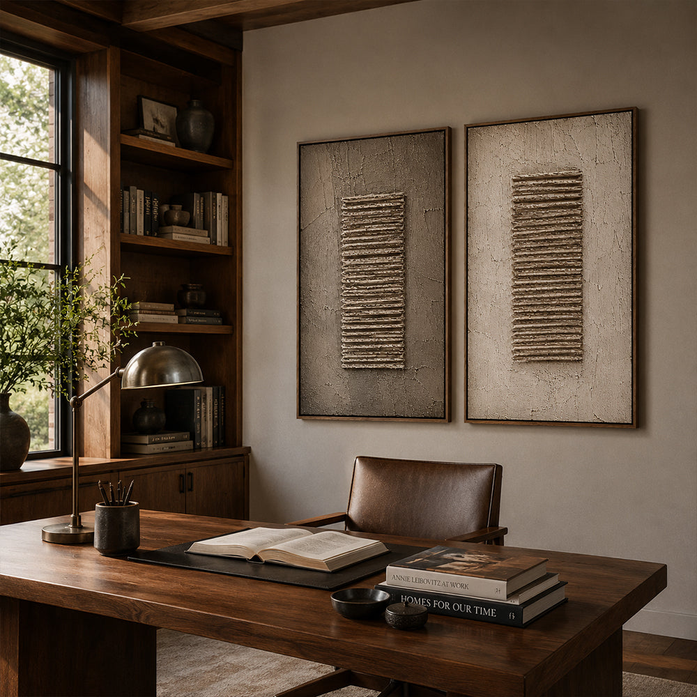 Wabi Sabi Art – Horizontal Ridge Diptych