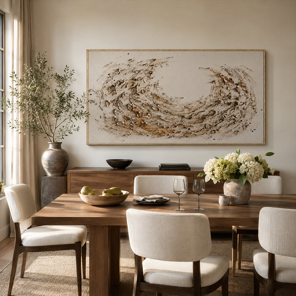 Wabi Sabi Art – Textured Crescent Wave