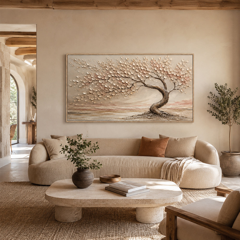 Texture Painting Art – Curved Tree Landscape