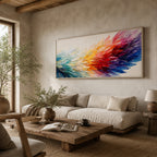 Abstract Wall Art – Rainbow Feather Waves