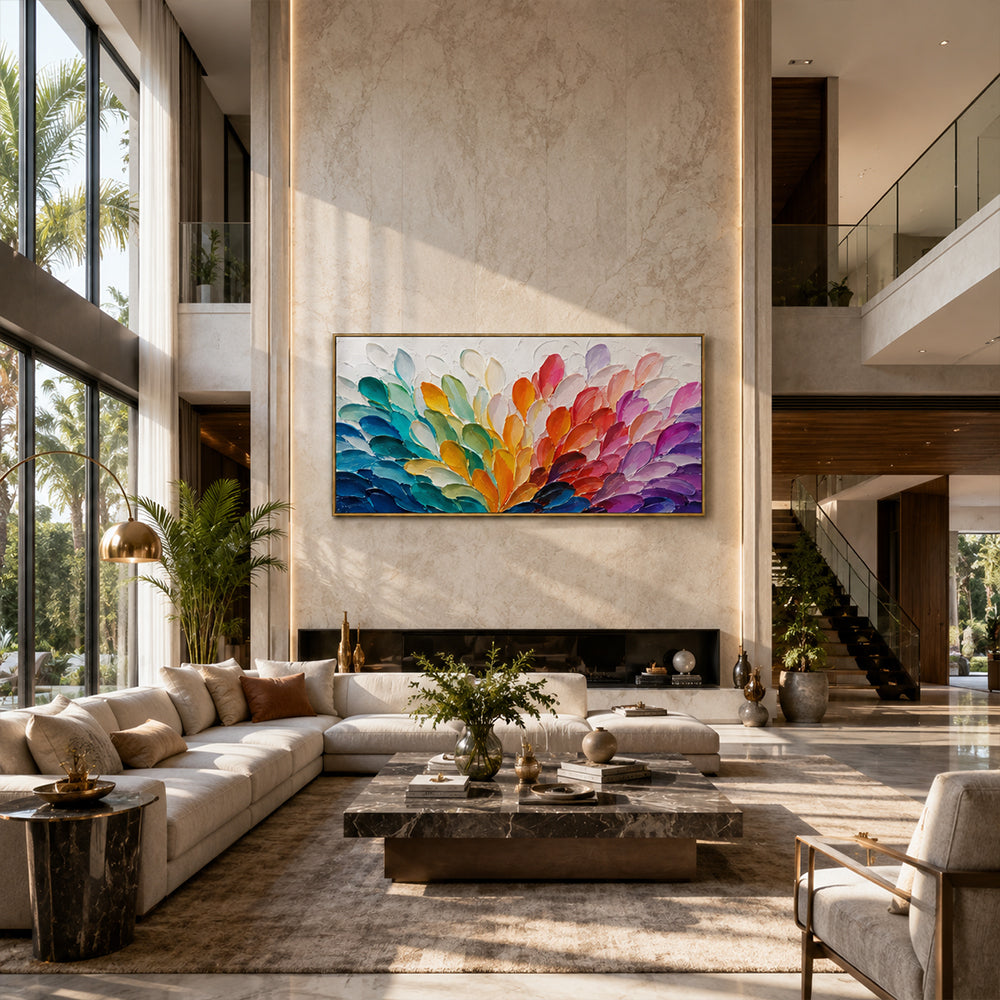 Abstract Wall Art – Rainbow Petal Cluster