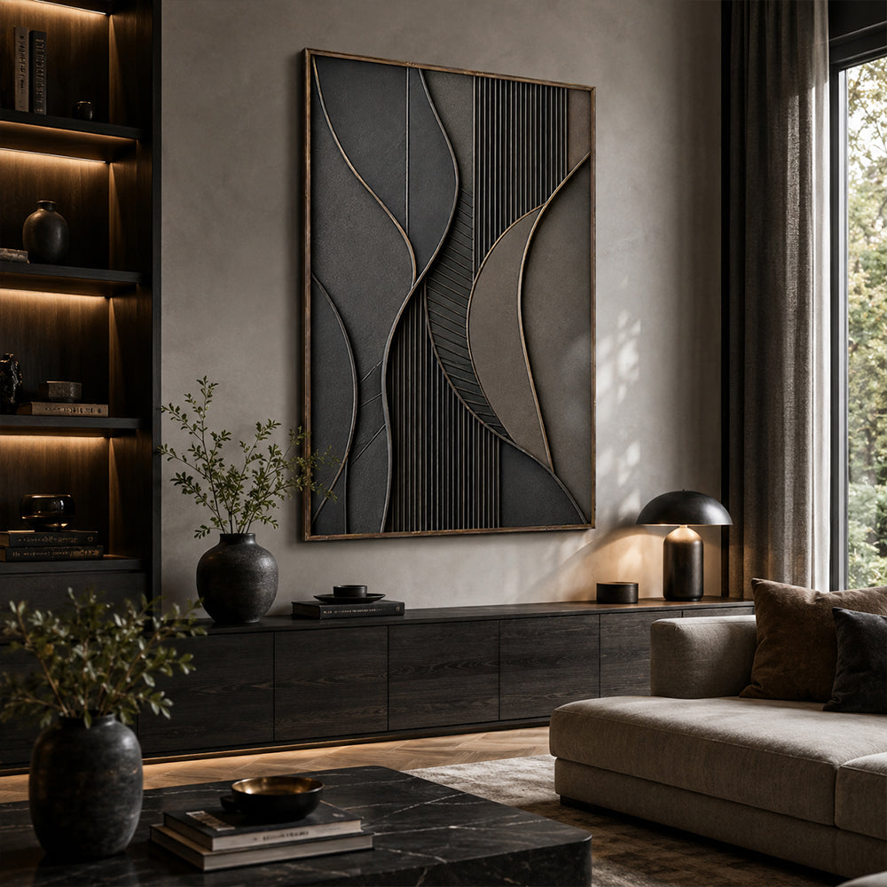 Texture Painting Art – Neutral Curved Relief