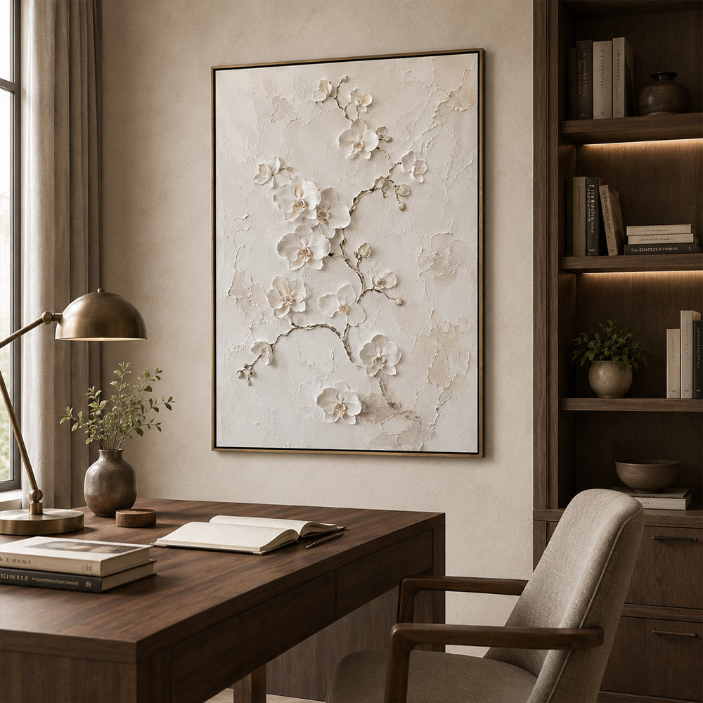 Minimalist Art – Textured White Orchids