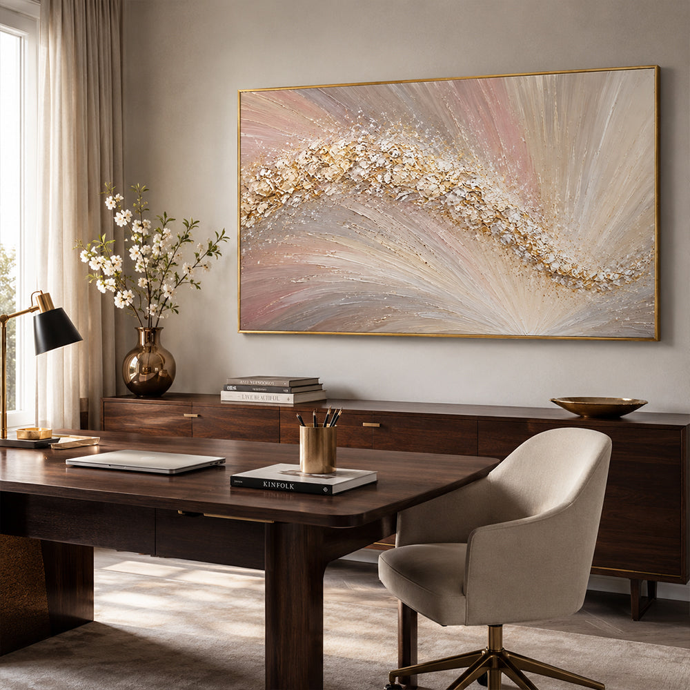 Texture Painting Art – Golden Curved Swirl