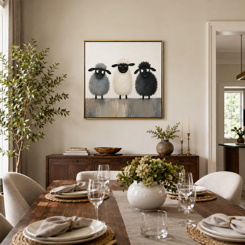 Texture Painting Art – Three Fluffy Sheep