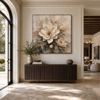 Texture Painting Art – Neutral Cream Florals