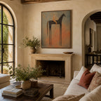 Vintage Americana Art – Celestial Starry Horse Rider Textured Handmade Oil Painting Wall Art