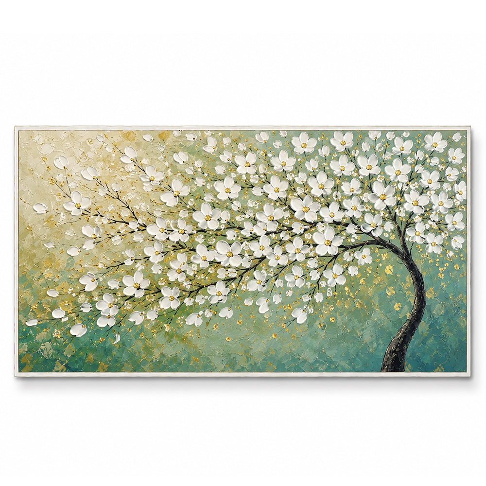 Texture Painting Art – White Blossom Tree
