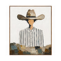 Vintage Americana Art – Striped Shirt Cowboy Textured Handmade Oil Painting Wall Art
