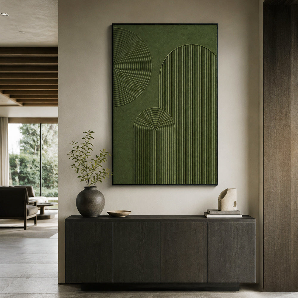 Minimalist Art – Green Textured Arches