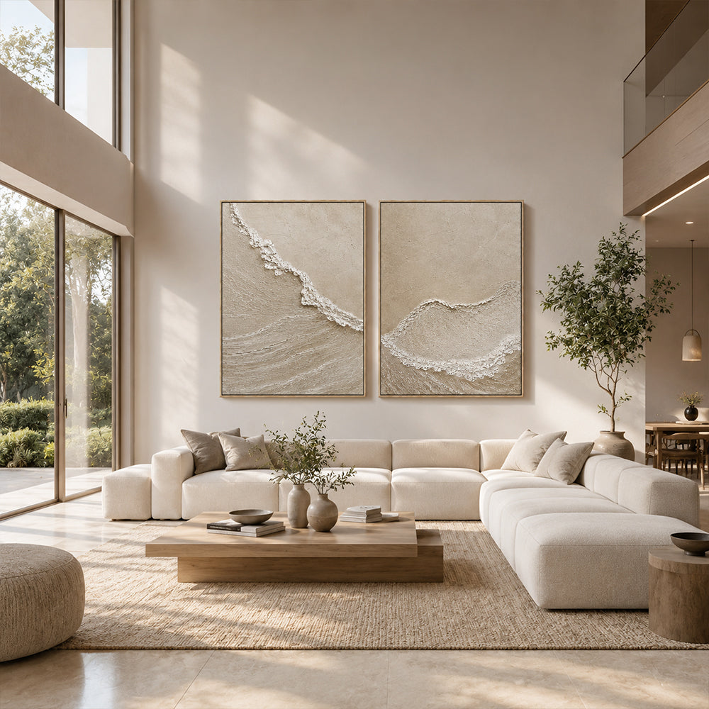 Wabi Sabi Art – Textured Ocean Diptych