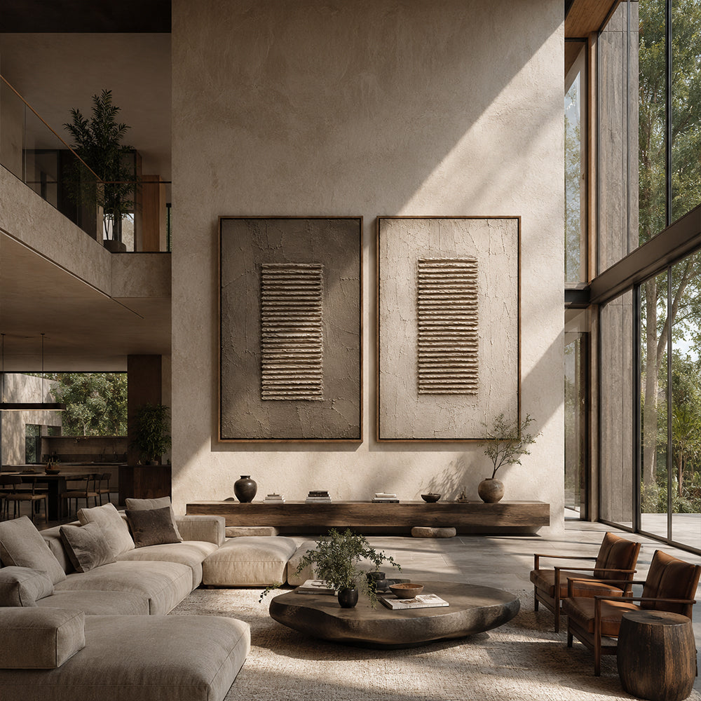 Wabi Sabi Art – Horizontal Ridge Diptych